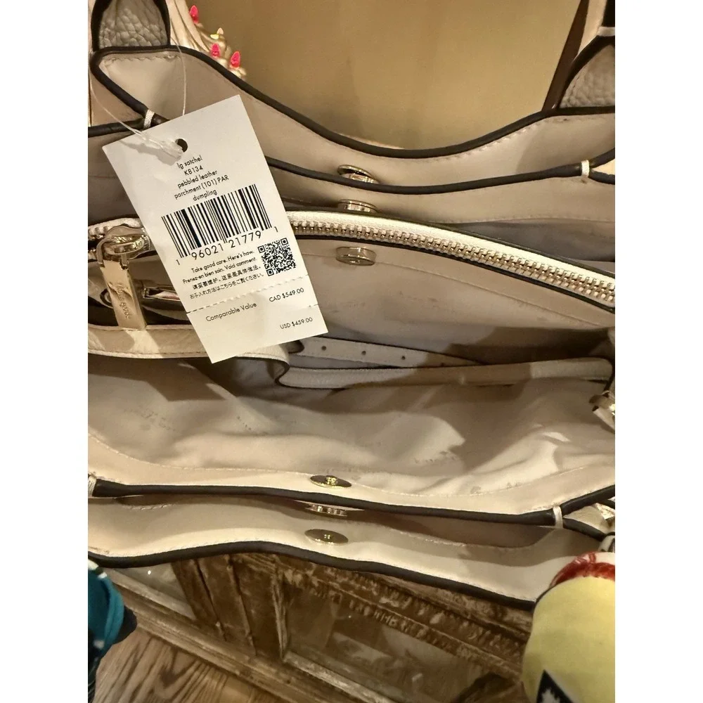 NWT Kate‎ Spade Dumpling Leather Large Satchel Bag Parchment Crossbody 459$
